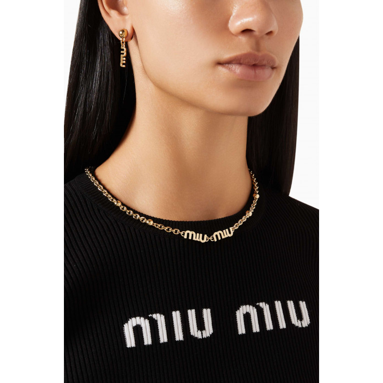 Miu Miu - Logo Pendant Earrings in Metal