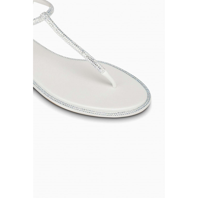 René Caovilla - Diana Flat Thong Sandals in Satin Silver