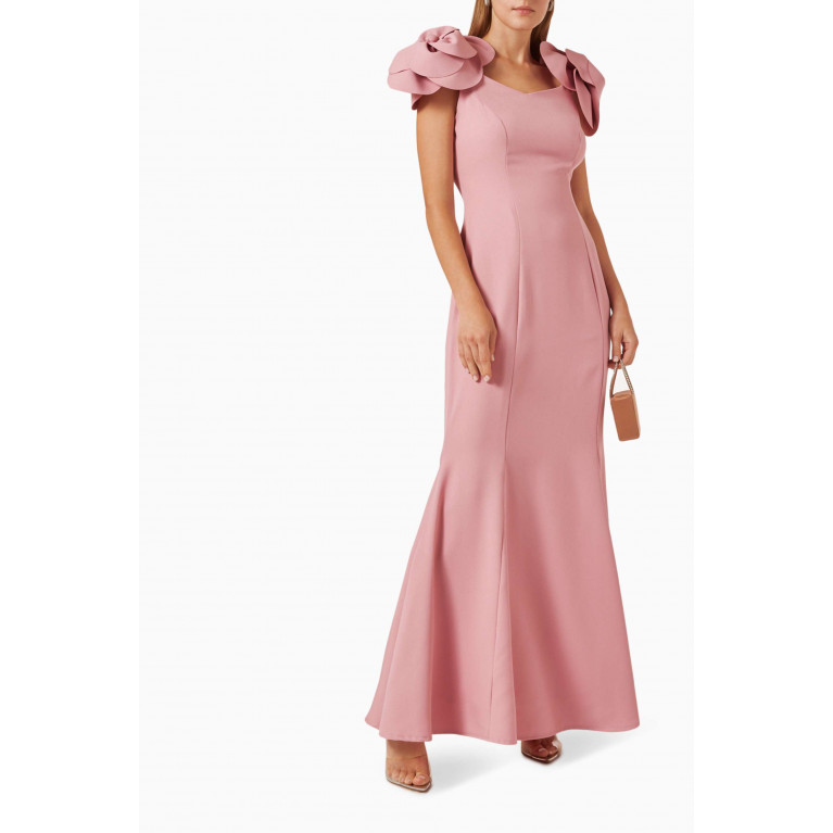 NASS - Belted Mermaid Maxi Dress in Crêpe Pink