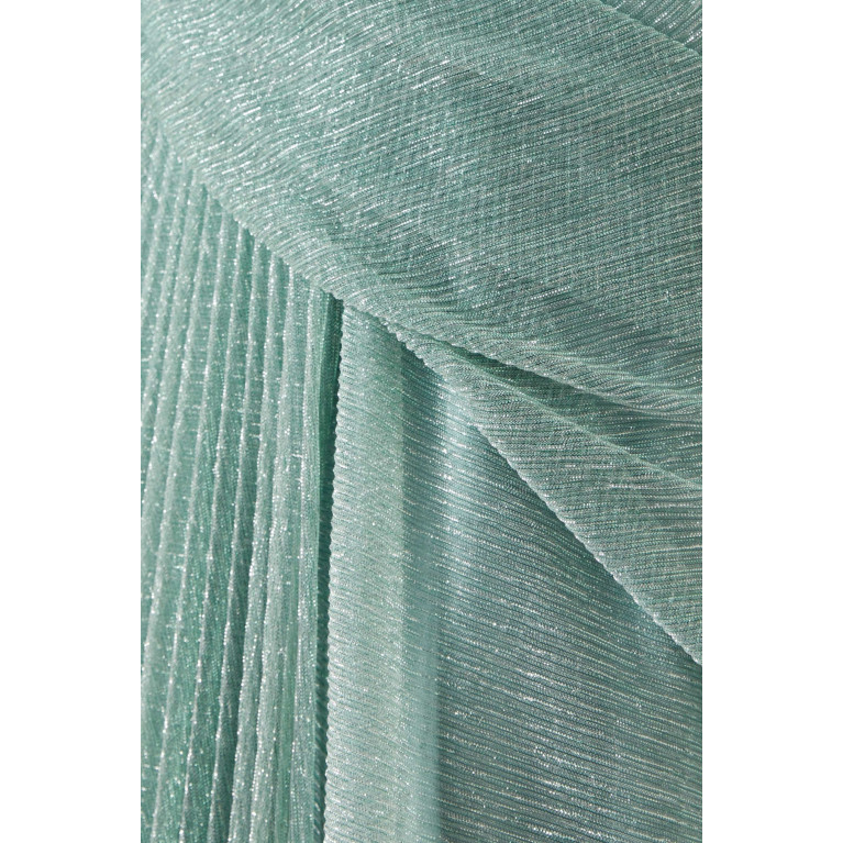 NASS - Cape-sleeve Shimmer Maxi Dress Green