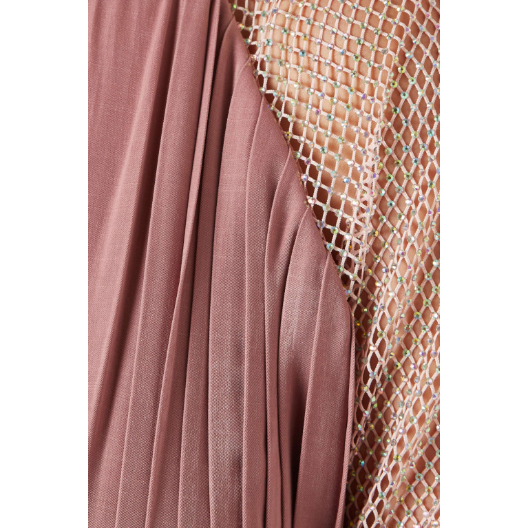 NASS - Embellished Mesh-sleeve Maxi Dress Pink