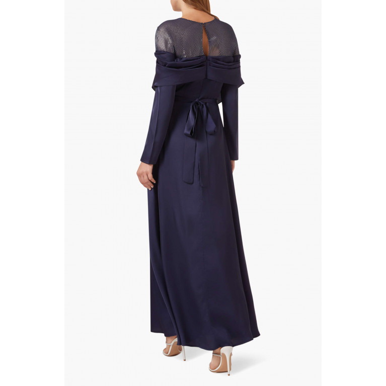 NASS - Faux-pearl Embellished Maxi Dress in Satin-crêpe
