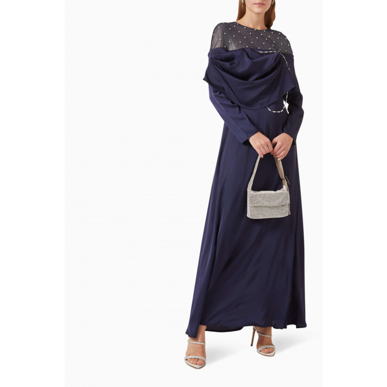 NASS - Faux-pearl Embellished Maxi Dress in Satin-crêpe