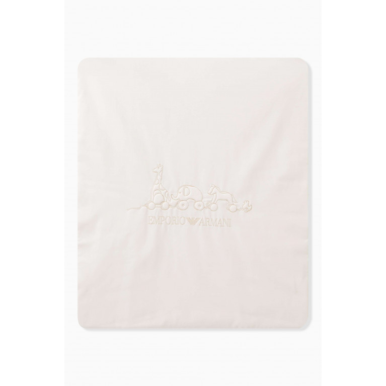 Emporio Armani - EA Embroidered Blanket in Cotton Muslin Neutral