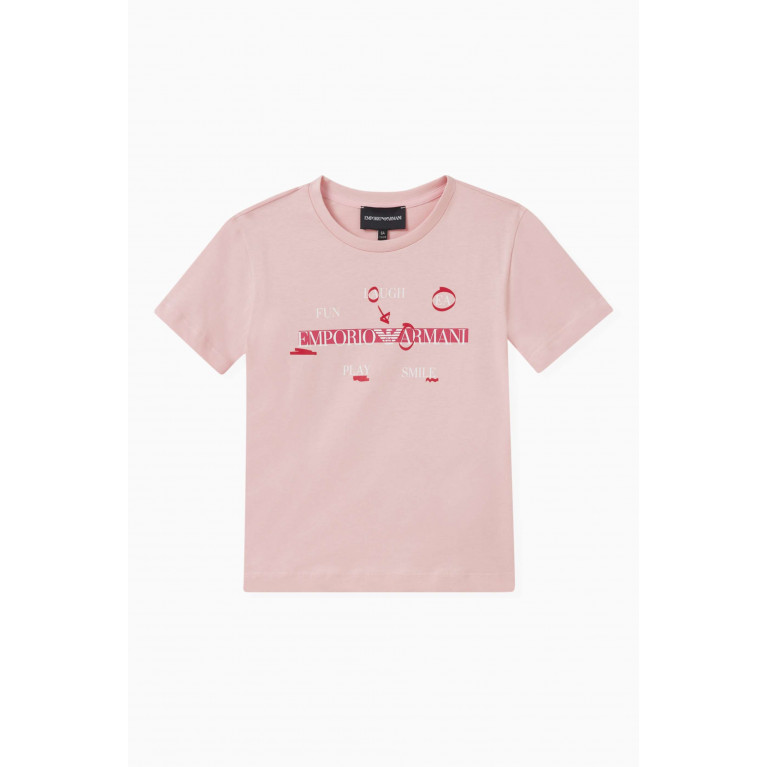 Emporio Armani - Logo-print T-shirt in Cotton Pink