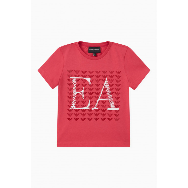 Emporio Armani - Logo-print T-shirt in Cotton Red