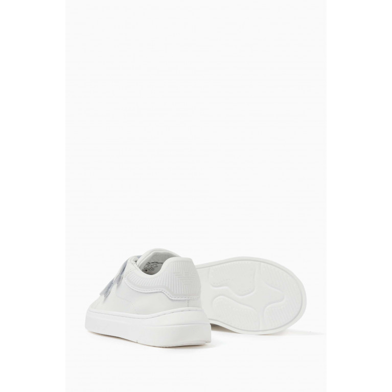 Emporio Armani - Eagle Logo Velcro Sneakers in Leather White