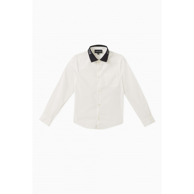 Emporio Armani - Embroidered Collar Shirt in Cotton-poplin