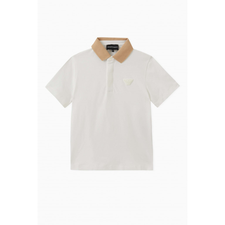 Emporio Armani - Contrast Collar Polo in Cotton White