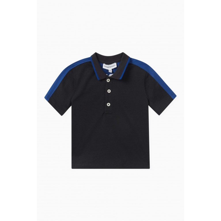 Emporio Armani - Logo-embroidered Polo Shirt in Cotton Blue