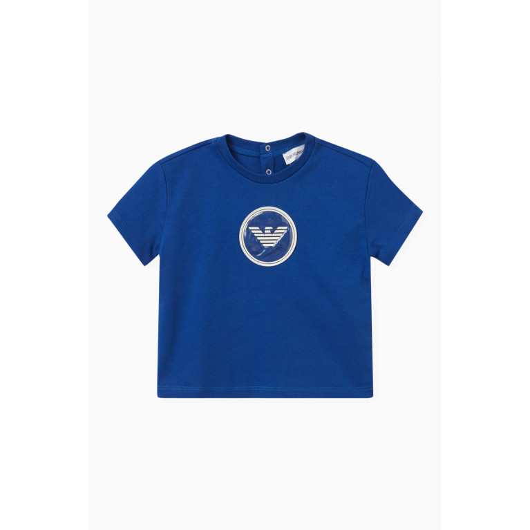 Emporio Armani - Logo-patch T-shirt in Cotton Blue