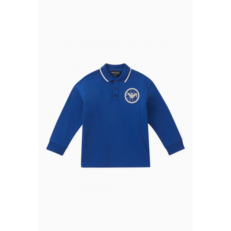 Emporio Armani - Logo Patch Polo Shirt in Cotton Blue