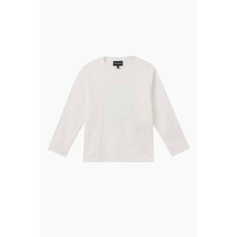 Emporio Armani - Logo-print Long-sleeve T-shirt in Cotton White