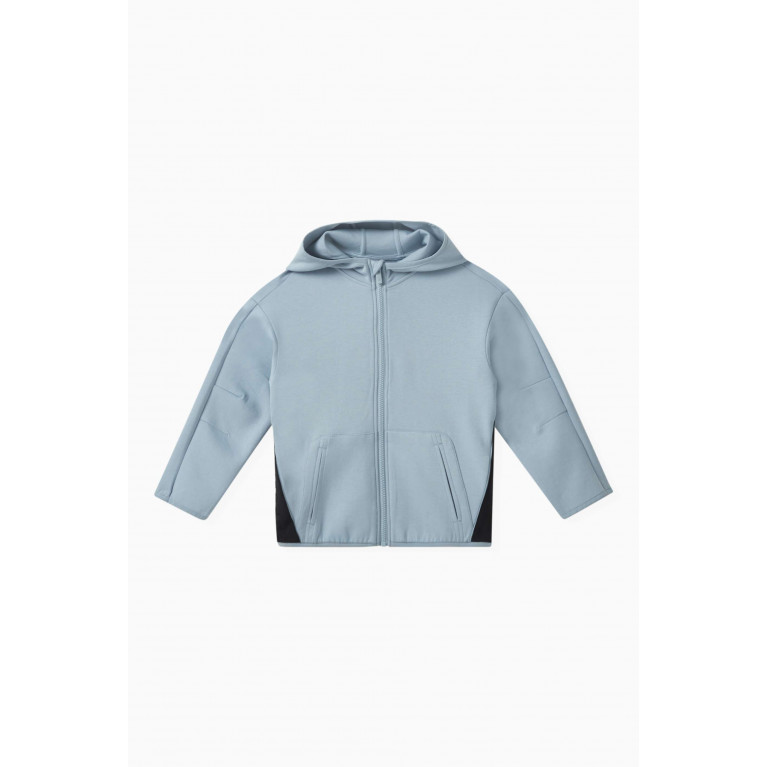 Emporio Armani - Logo Tape Hoodie in Cotton Jersey Blue