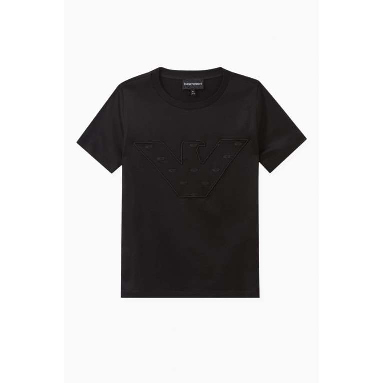 Emporio Armani - Embroidered Logo T-shirt in Cotton Black