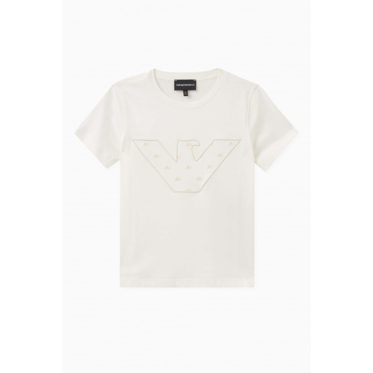 Emporio Armani - Embroidered Logo T-shirt in Cotton White