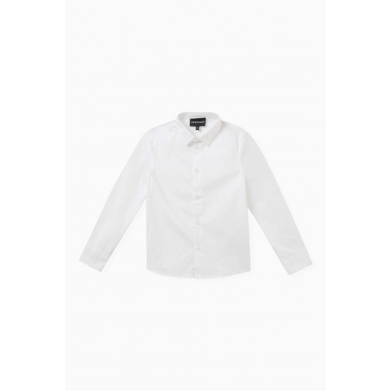 Emporio Armani - Eagle Logo-jacquard Shirt in Cotton White