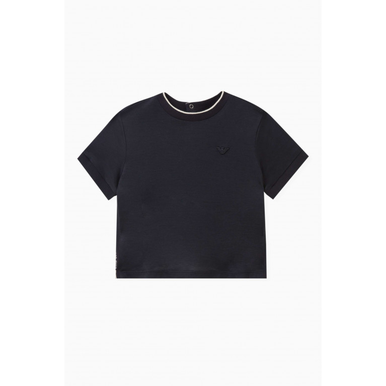 Emporio Armani - Micro Logo T-shirt in Cotton Blue
