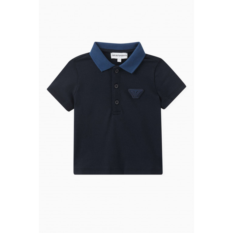 Emporio Armani - Contrast Logo Polo in Cotton Blue