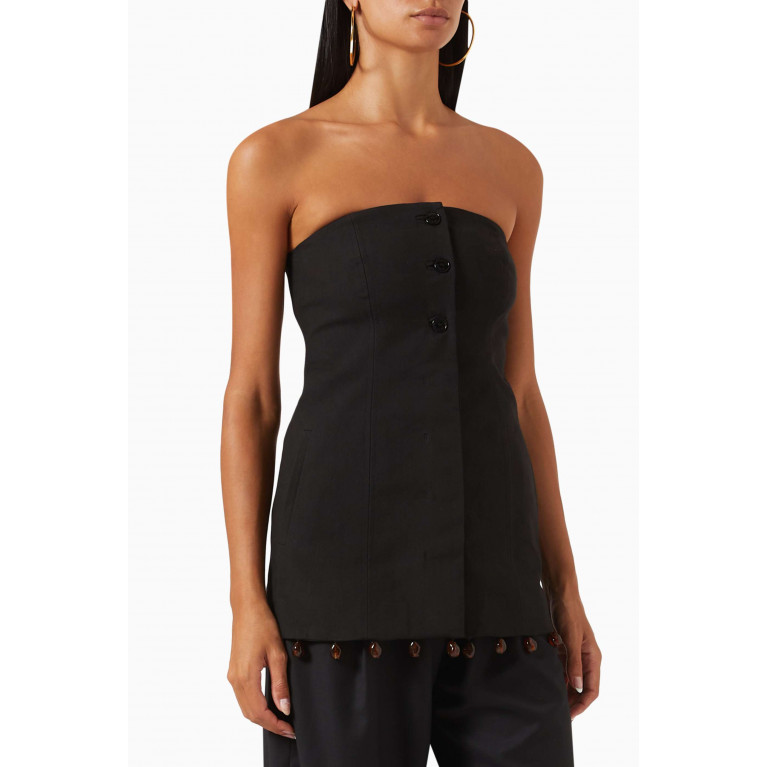 Ganni - Suiting Strapless Top in Organic-cotton