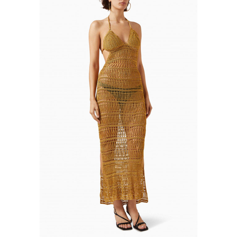 Alix Pinho - Sand Maxi Dress in Crochet Cotton