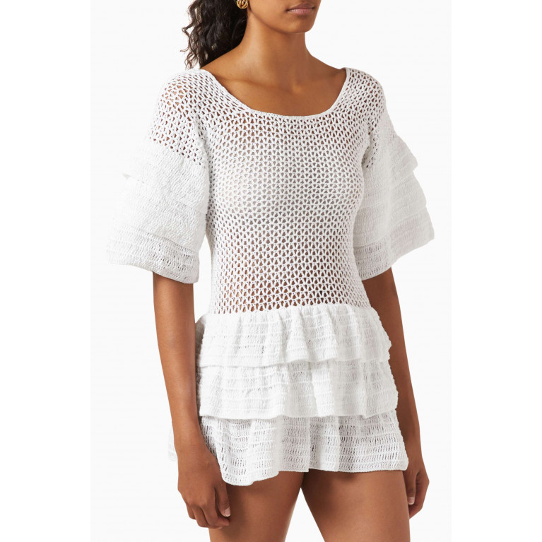 Alix Pinho - Ruffles Mini Dress in Crochet Cotton