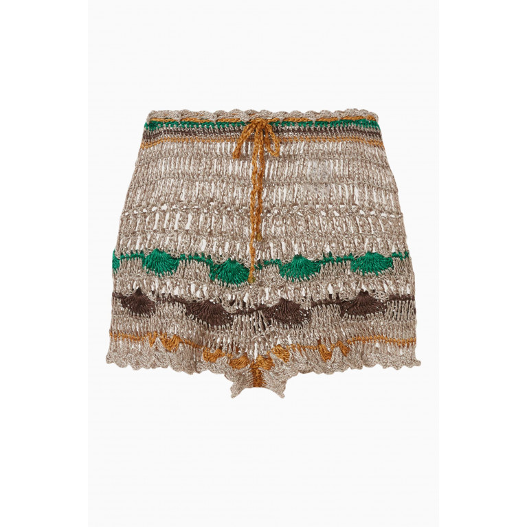 Alix Pinho - Verde Musgo Shorts in Crochet Cotton