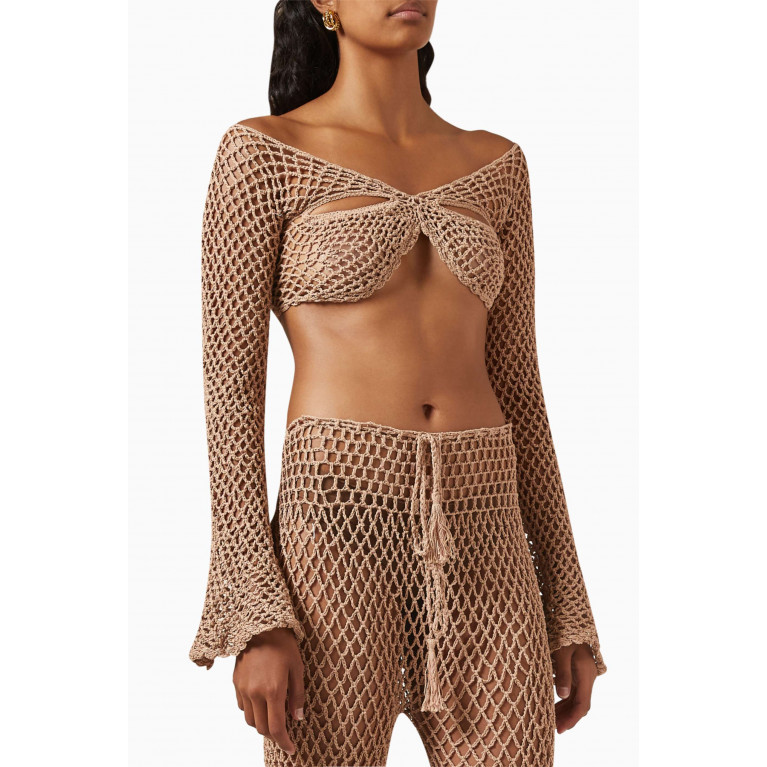 Alix Pinho - Fish Cropped Top in Crochet Cotton
