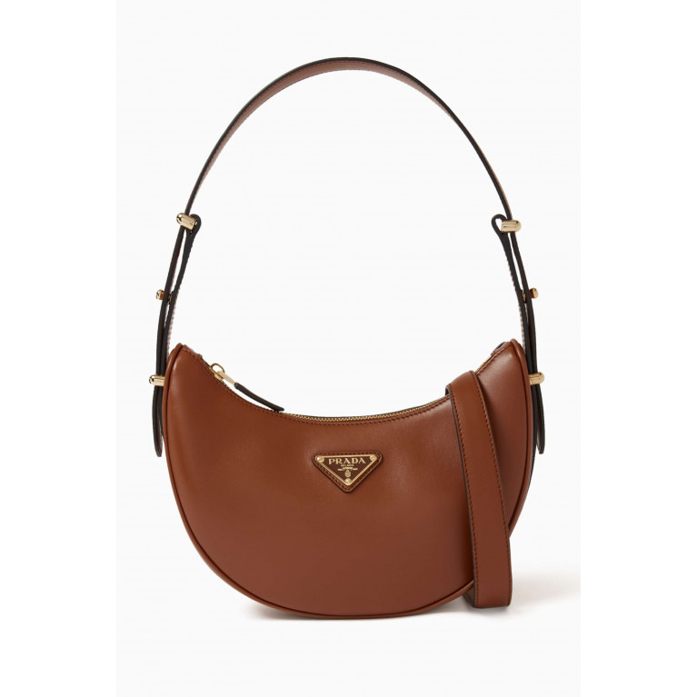 Prada - Curved Shoulder Bag in Nappa Leather Brown