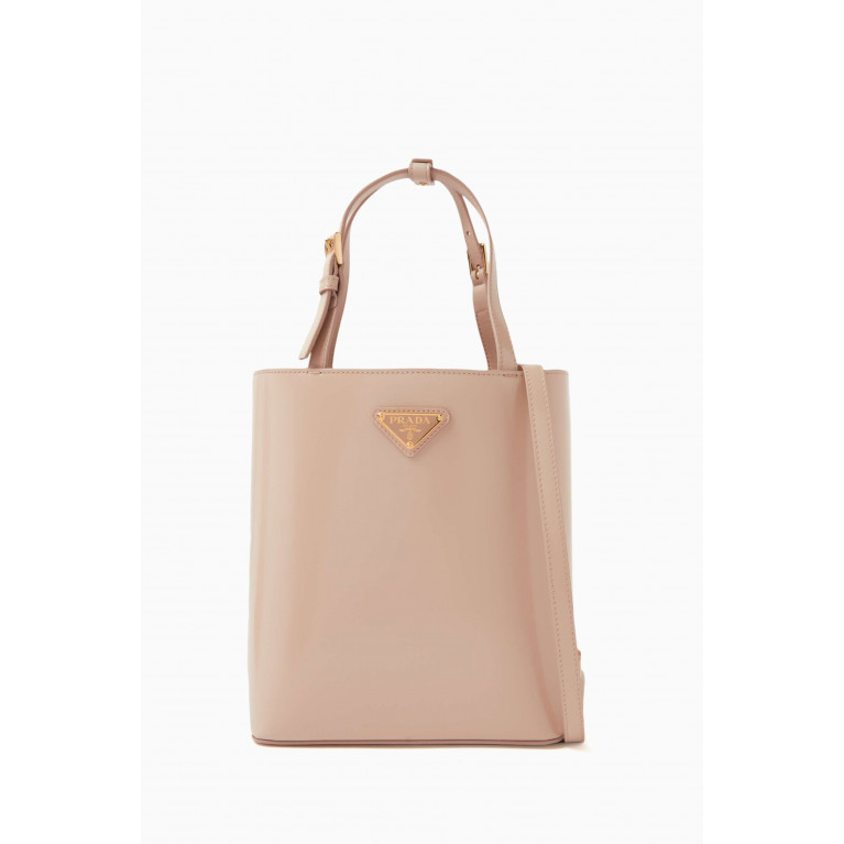Prada - Small Prada Panier Tote Bag in Patent Leather Pink