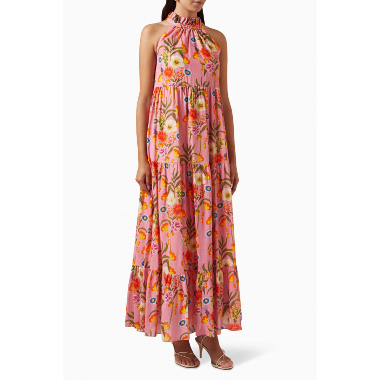 Borgo de Nor - Pandora Floral-print Maxi Dress in Cotton-voile
