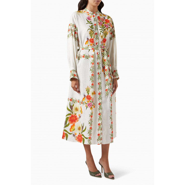 Borgo de Nor - Camilla Floral-print Midi Shirt Dress in Cotton
