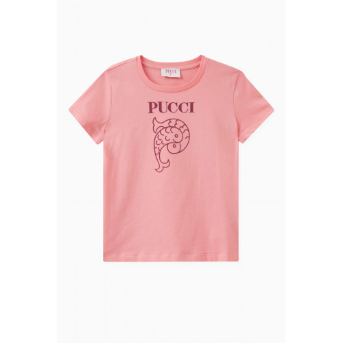 Emilio Pucci - Logo-print T-shirt in Cotton Pink