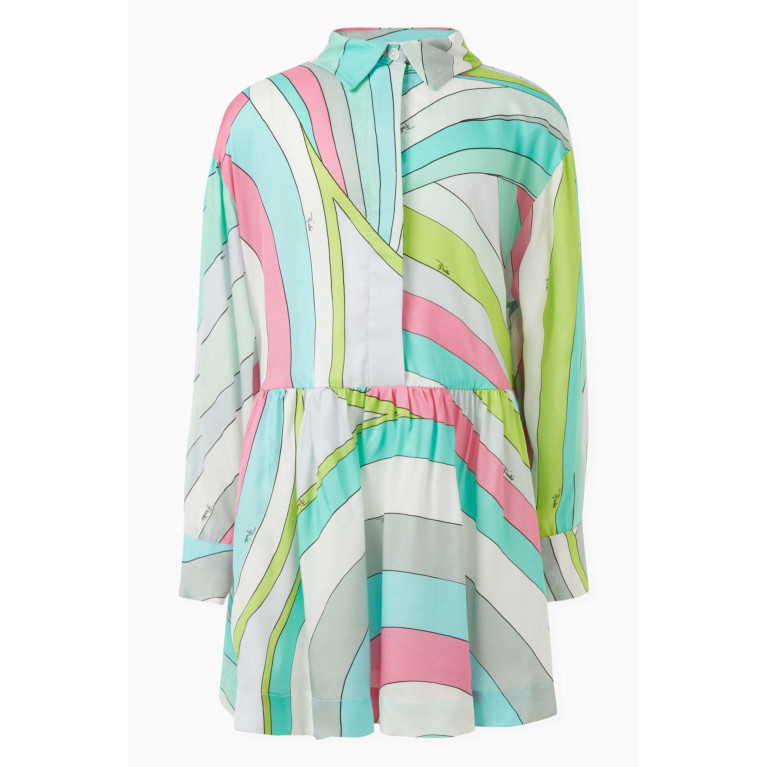 Emilio Pucci - Abstract Long Sleeved Dress in Viscose Blue