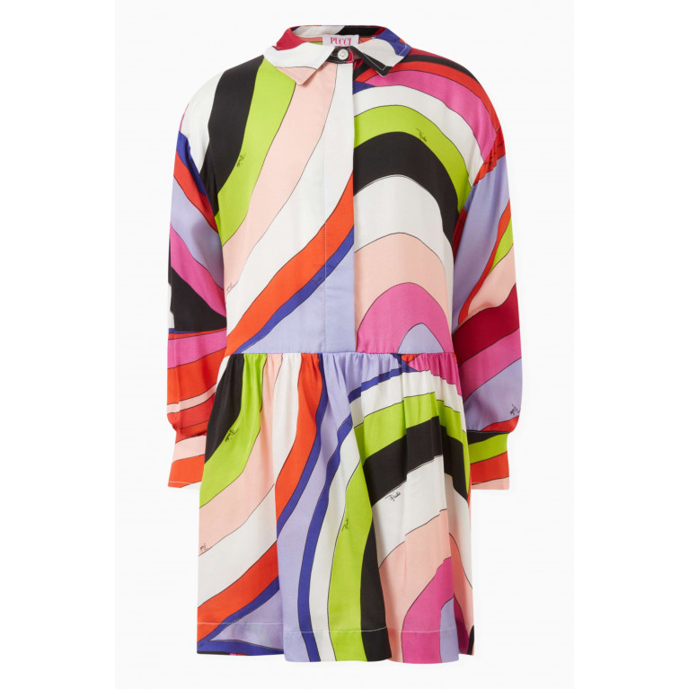 Emilio Pucci - Abstract Long Sleeved Dress in Viscose Pink