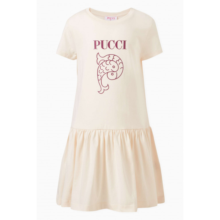 Emilio Pucci - Logo-print T-shirt Dress in Cotton Neutral