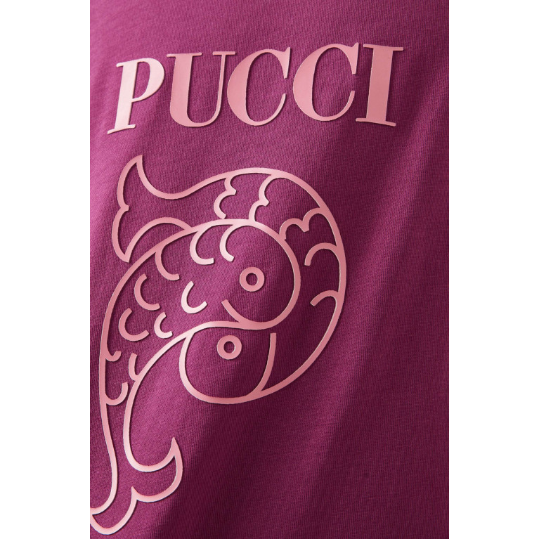 Emilio Pucci - Logo-print T-shirt Dress in Cotton Purple