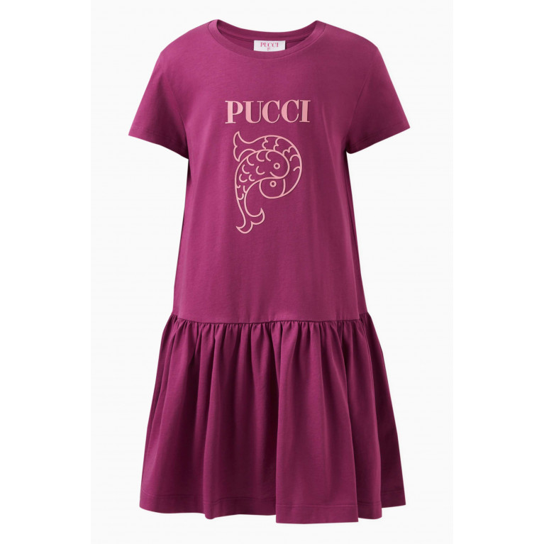 Emilio Pucci - Logo-print T-shirt Dress in Cotton Purple