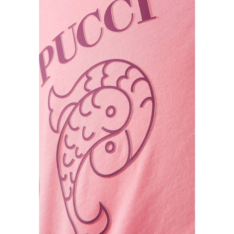 Emilio Pucci - Logo-print T-shirt Dress in Cotton Pink