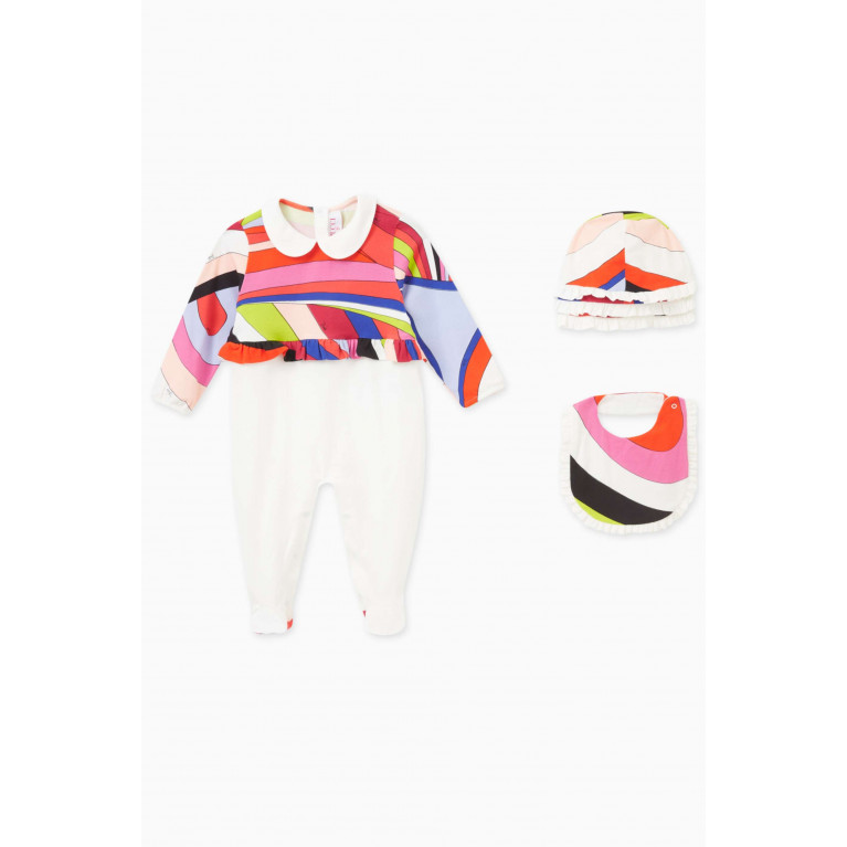 Emilio Pucci - Sleepsuit, Bib & Hat Set in Cotton-jersey Multicolour