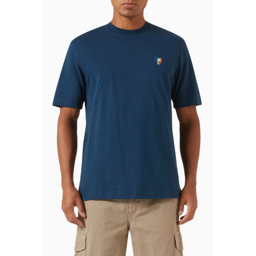PS Paul Smith - Broad Stripe Zebra Logo T-shirt in Organic Cotton-jersey Blue