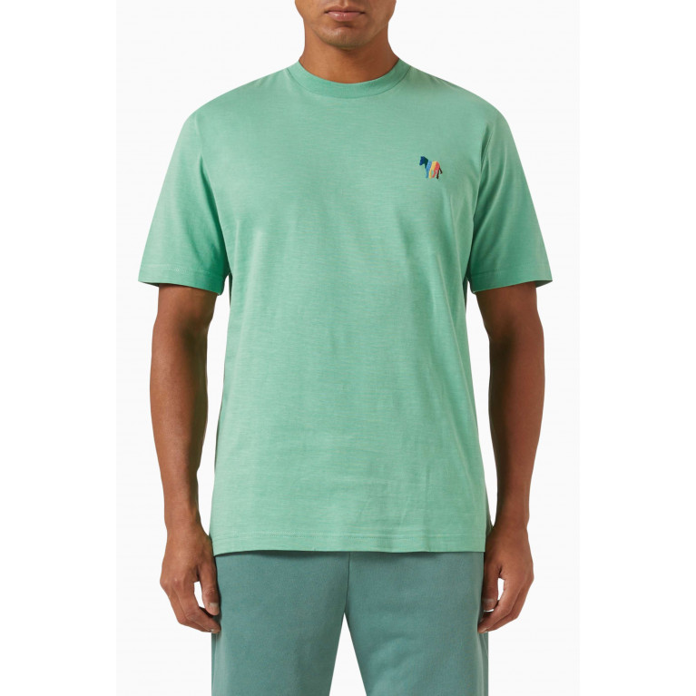 PS Paul Smith - Broad Stripe Zebra Logo T-shirt in Organic Cotton-jersey Green