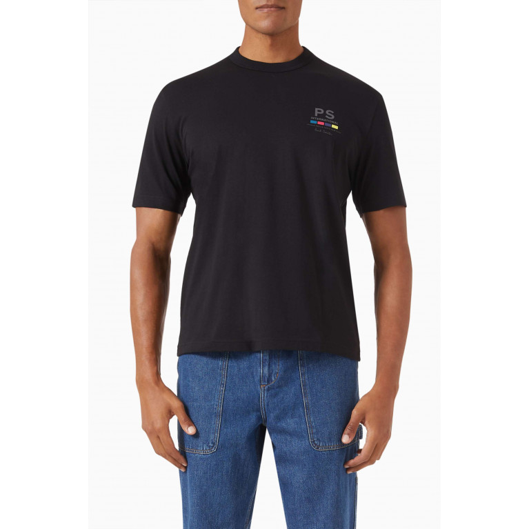 PS Paul Smith - Striped Logo-print T-shirt in Organic Cotton-jersey Black