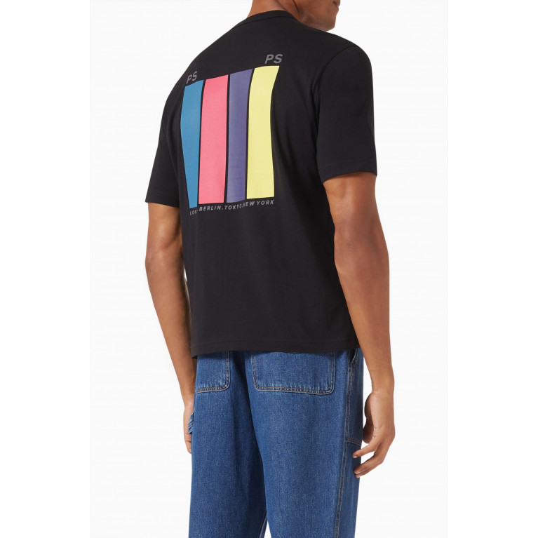 PS Paul Smith - Striped Logo-print T-shirt in Organic Cotton-jersey Black