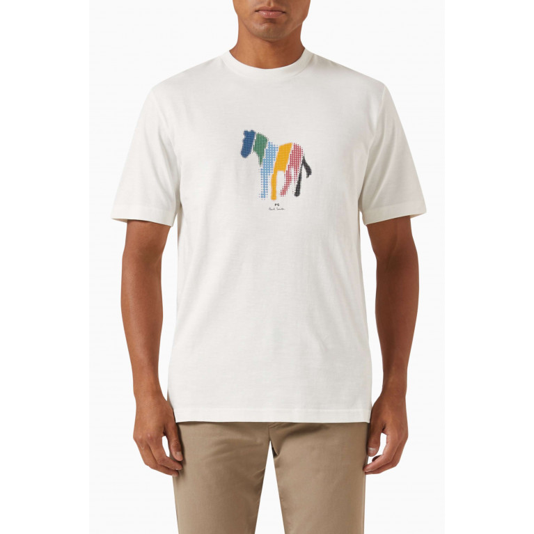 PS Paul Smith - Pixelated Zebra T-shirt in Organic Cotton-jersey White