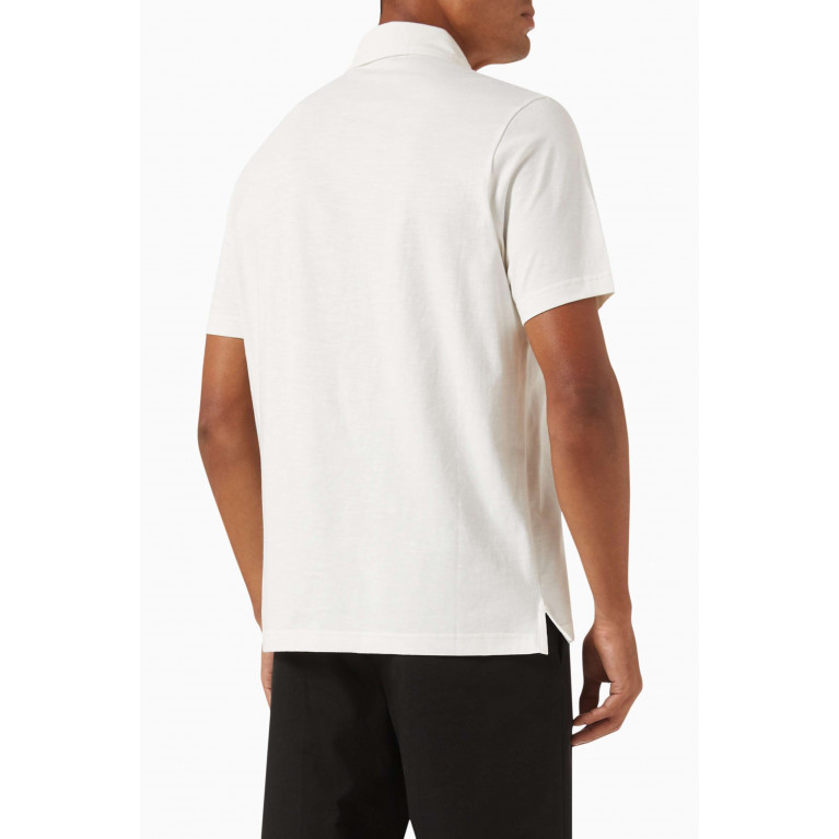 PS Paul Smith - Broad Stripe Zebra Logo Polo Shirt in Cotton White