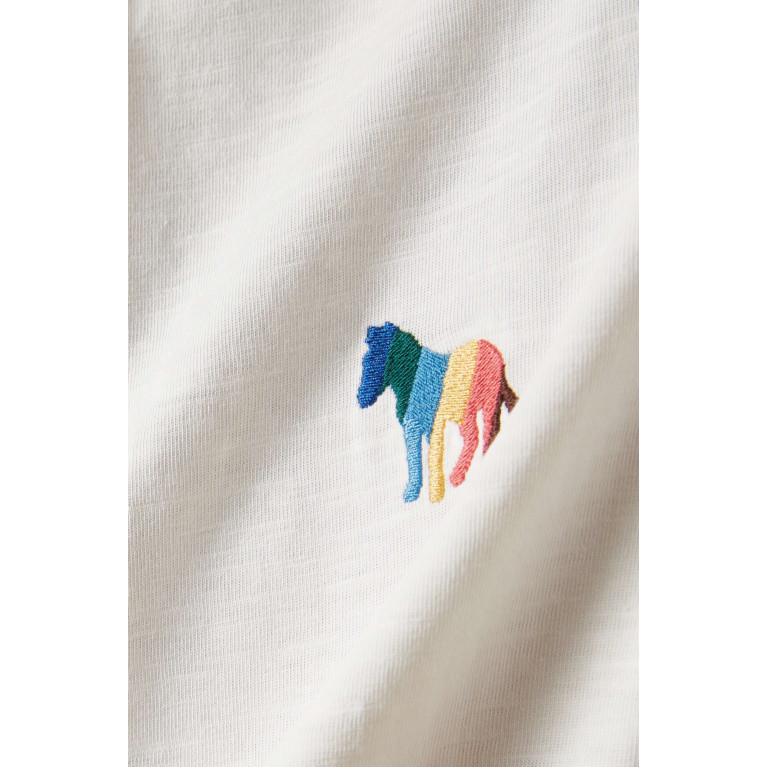 PS Paul Smith - Broad Stripe Zebra Logo Polo Shirt in Cotton White