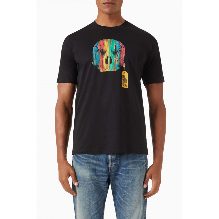 PS Paul Smith - Wooden Skull T-shirt in Organic Cotton-jersey Black