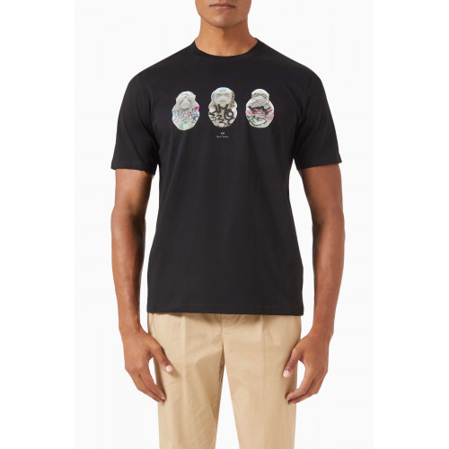PS Paul Smith - Graffiti Monkeys T-shirt in Organic Cotton-jersey Black