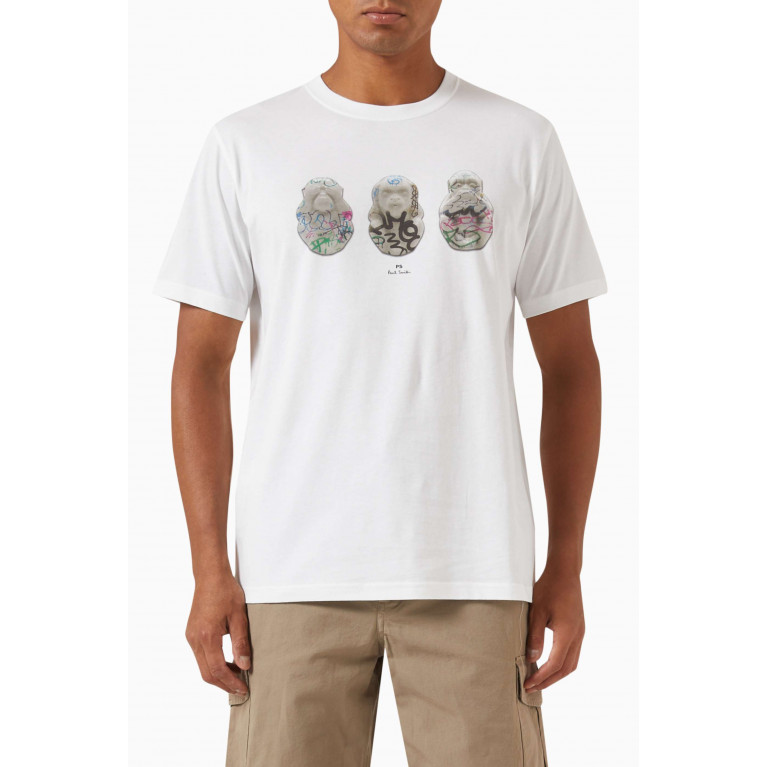 PS Paul Smith - Graffiti Monkeys T-shirt in Organic Cotton-jersey White
